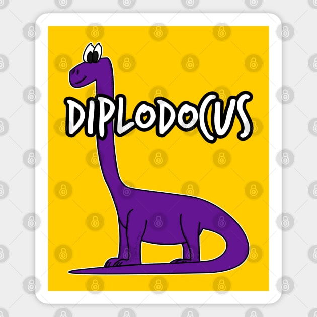 Doodle Diplodocus Dinosaur Herbivorous Jurassic Kids Funny Magnet by doodlerob